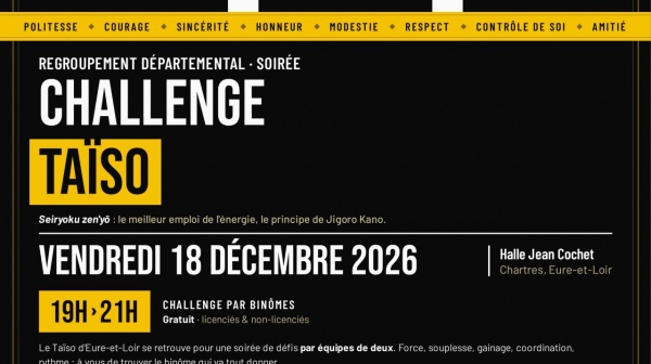 CHALLENGE TAÏSO : REGROUPEMENT DÉPARTEMENTAL, vendredi 18 Décembre 2026